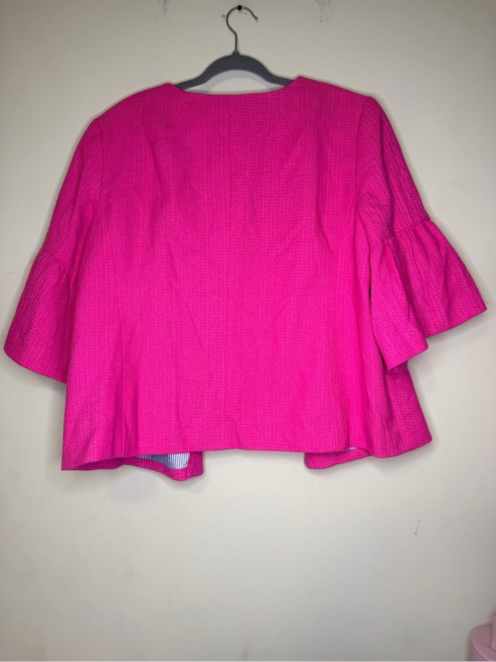 Talbots Women’s Pink Flare Sleeve Tweed Jacket Fully Lined with Pockets Sz 16W - Picture 3 of 10